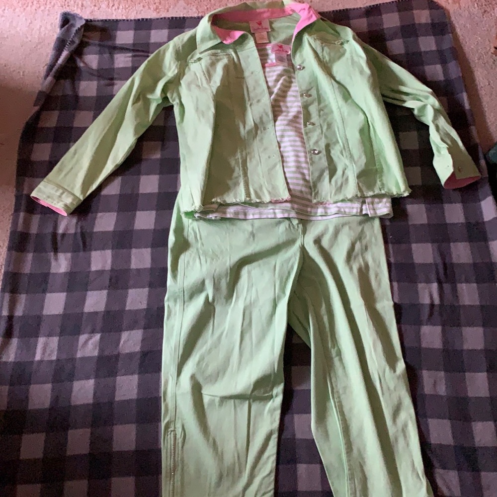 Quacker factory set green and pink jacket T-shirt and pants